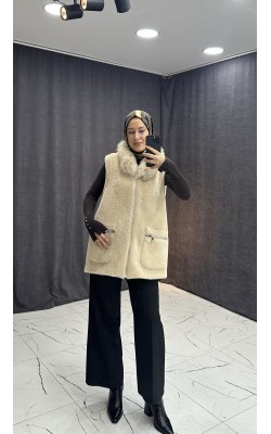 KÜRKLÜ KAHVE RENGİ YELEK