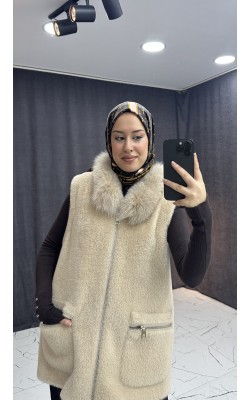 KÜRKLÜ KAHVE RENGİ YELEK