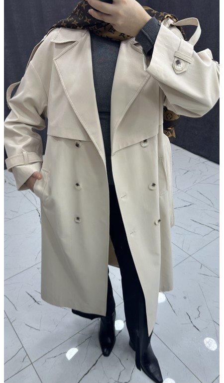 KREM RENGİ TRENÇ KOT