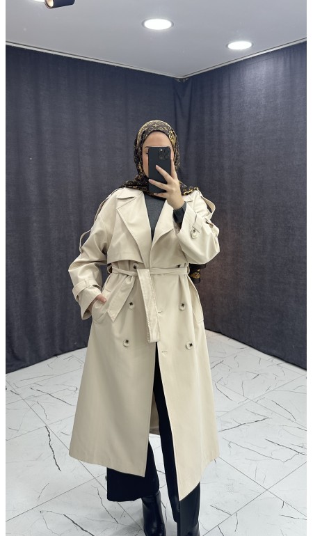 KREM RENGİ TRENÇ KOT