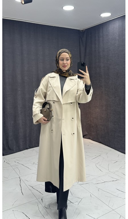 KREM RENGİ TRENÇ KOT