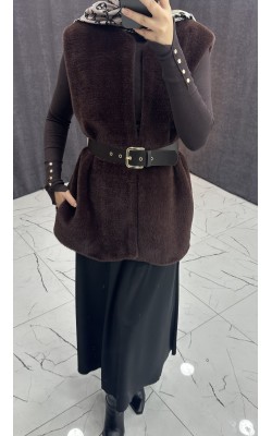 KAHVERENGİ BELDEN BAĞLAMALI YELEK