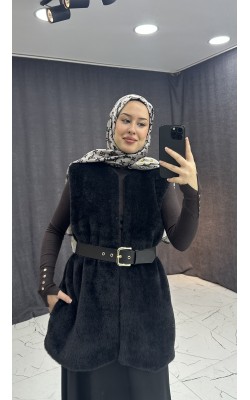 SİYAH BELDEN BAĞLAMALI YELEK