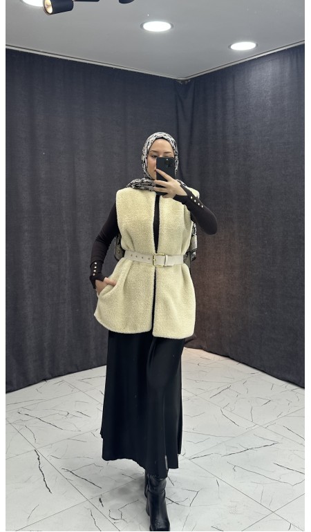 BEJ BELDEN BAĞLAMALI YELEK