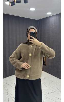 GOLD DÜĞME DETAYLI KEMERLİ TÜĞLÜ MONT VİZON RENGİ