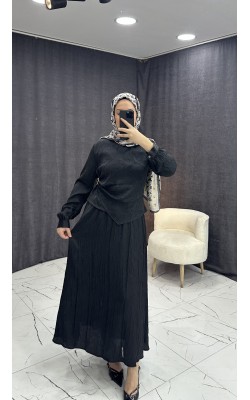 SİYAH SATEN KRAŞLI ETEKLİ TAKIM