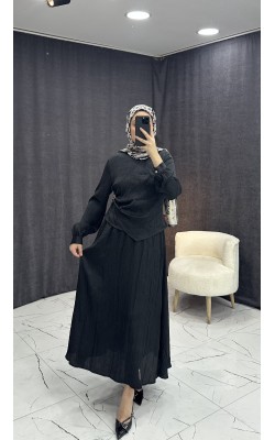 SİYAH SATEN KRAŞLI ETEKLİ TAKIM