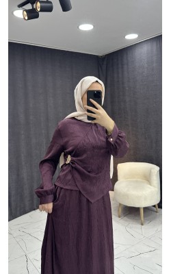 BORDO SATEN KRAŞLI ETEKLİ TAKIM