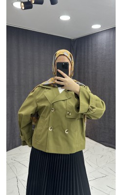 YEŞİL KISA TRENÇKOT