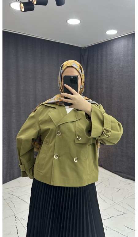 YEŞİL KISA TRENÇKOT