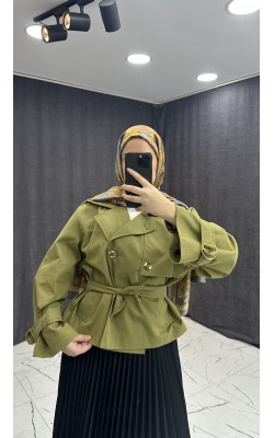 YEŞİL KISA TRENÇKOT