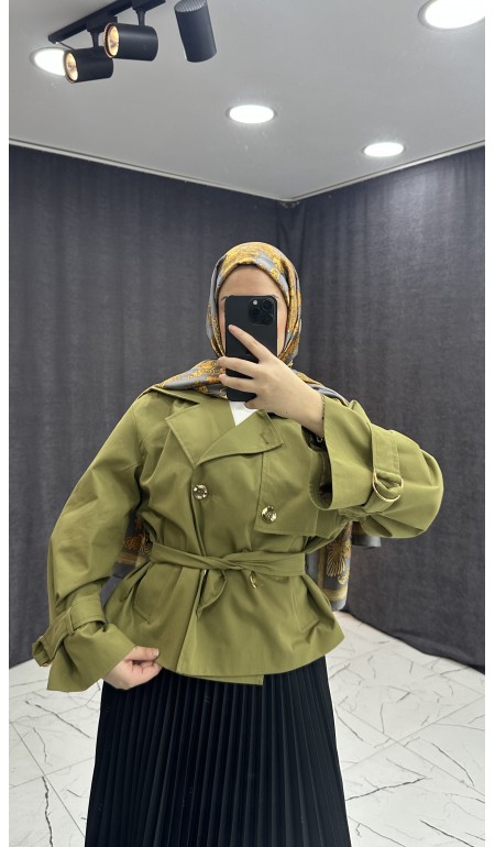 YEŞİL KISA TRENÇKOT