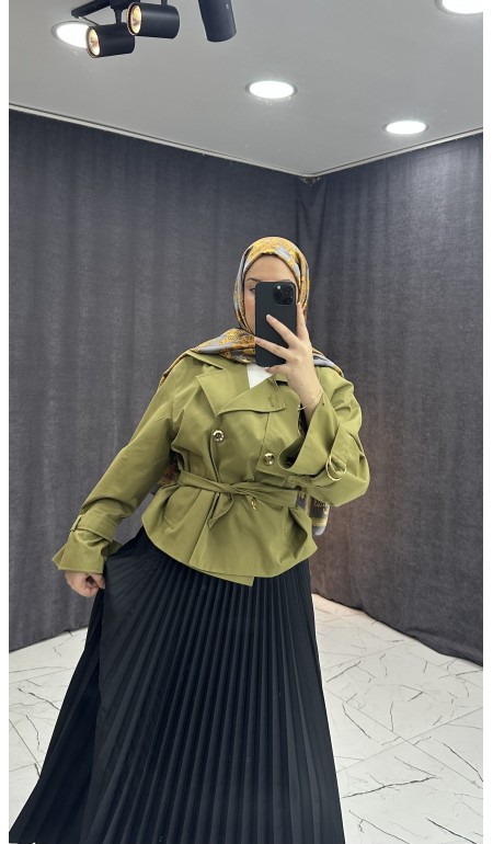 YEŞİL KISA TRENÇKOT