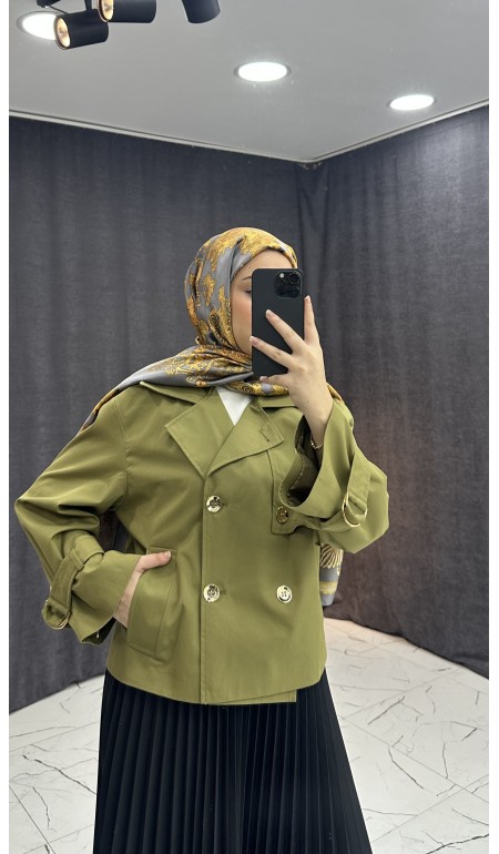 YEŞİL KISA TRENÇKOT