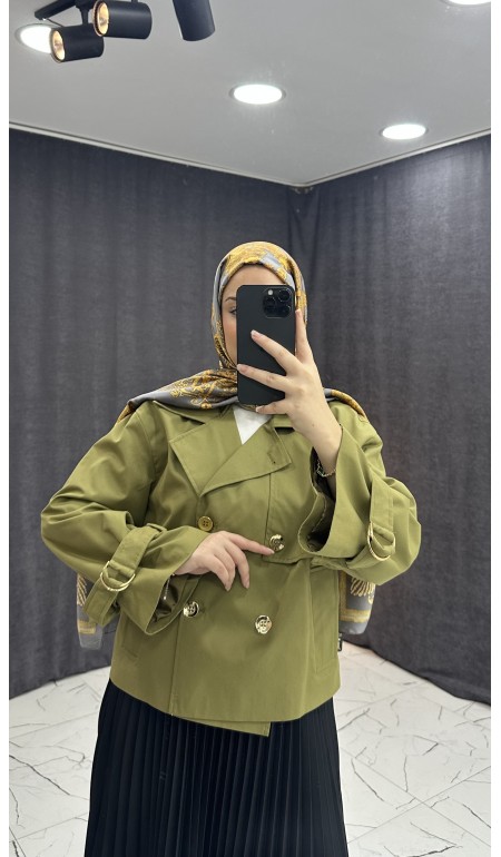 YEŞİL KISA TRENÇKOT