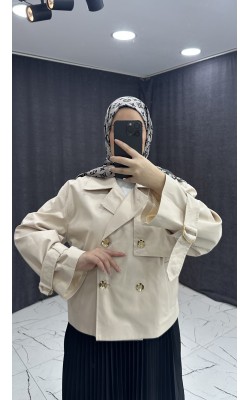 KREM RENGİ KISA TRENÇKOT