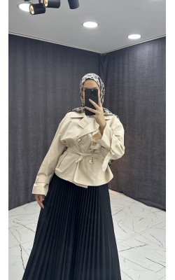 KREM RENGİ KISA TRENÇKOT