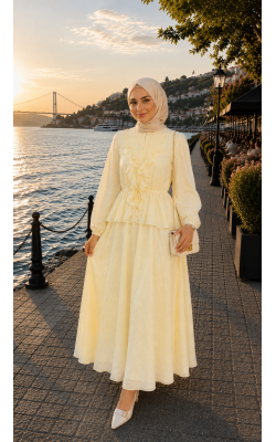 Sarı Fırfırlı Etekli Takım